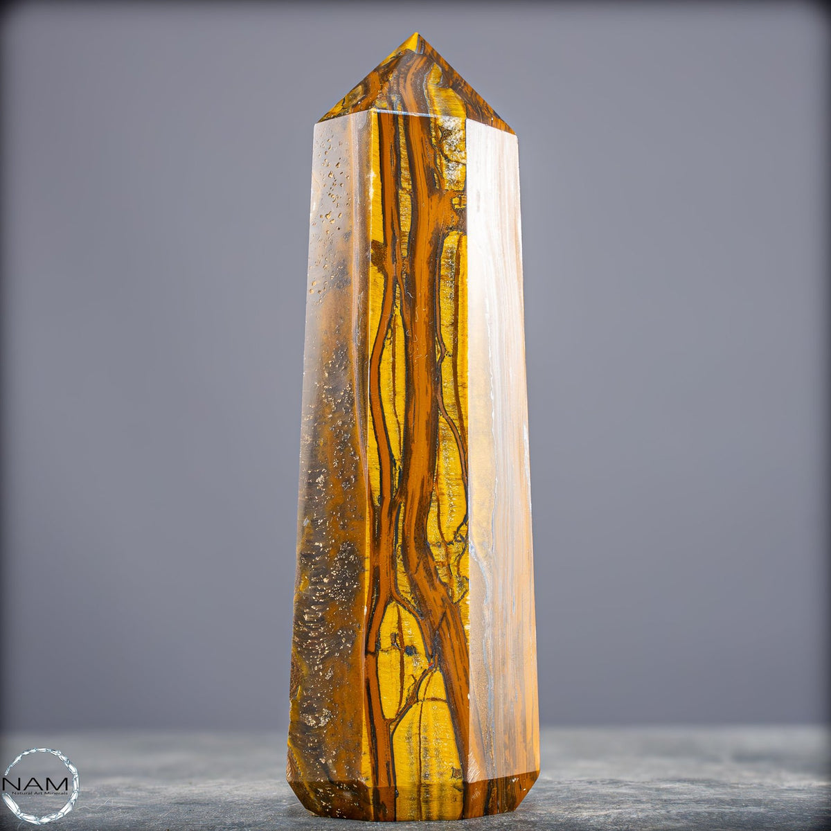 Natürlicher Tigerauge-Obelisk - 912,17g