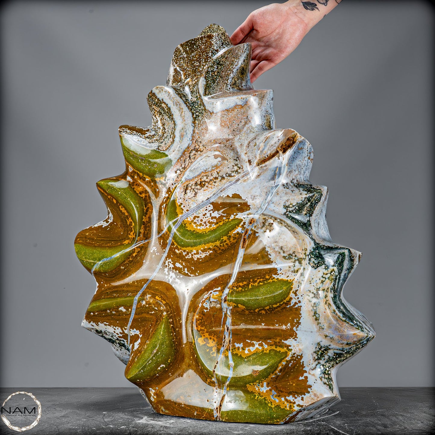 4-Augen-Jaspis Flamme – Eindrucksvolle Natursteinskulptur -54620,57g