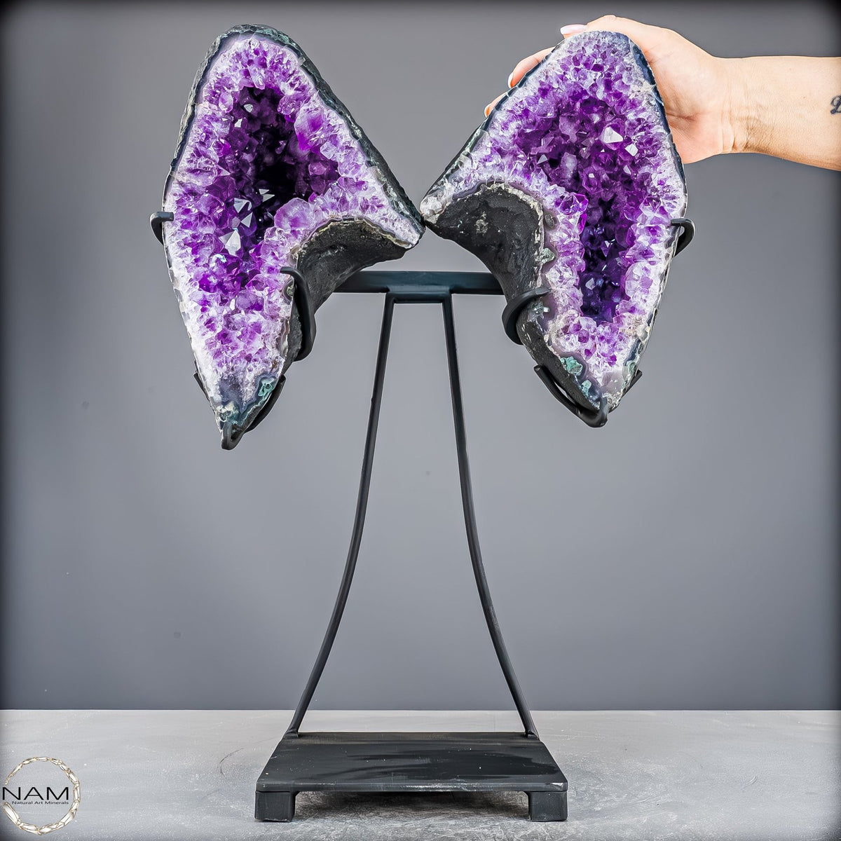 Natürliche Amethyst Drusen Flügel auf Ständer -9403,88g