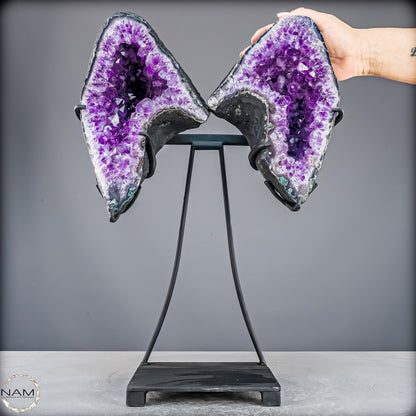 Natürliche Amethyst Drusen Flügel auf Ständer -9403,88g