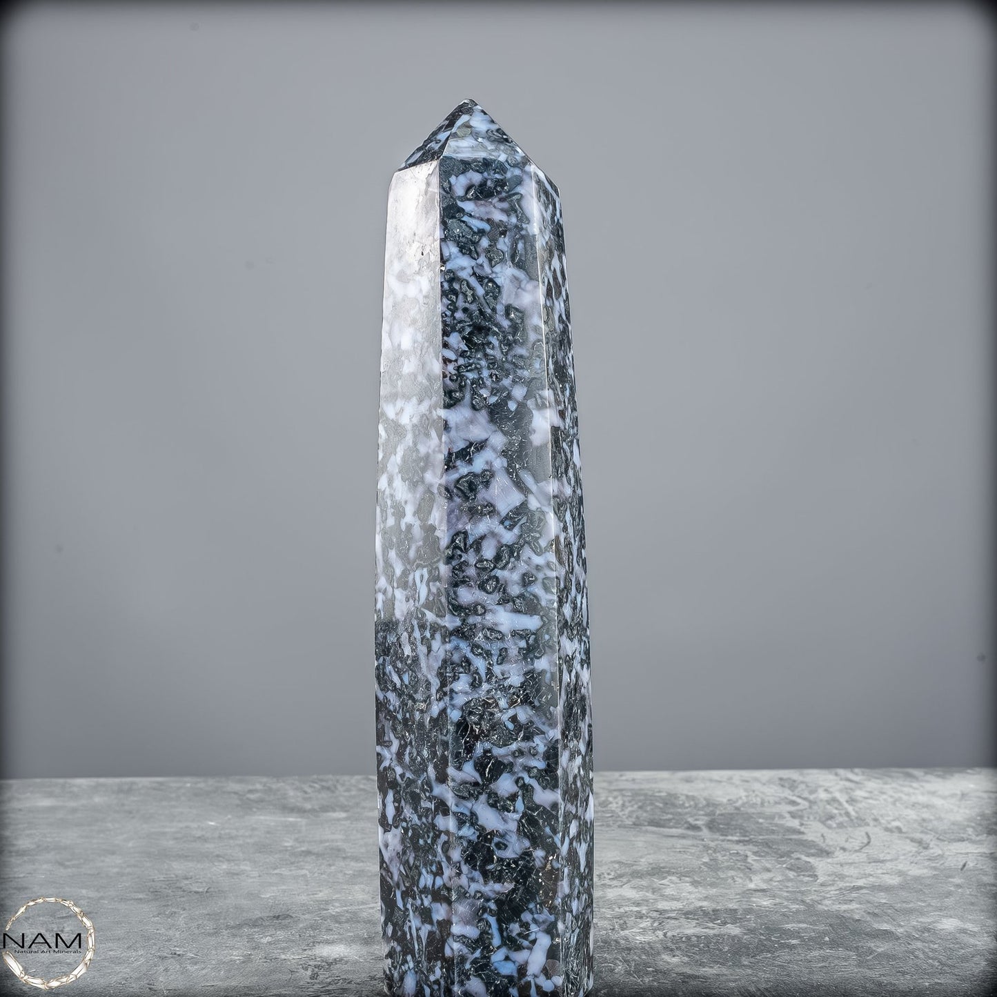 Natürlicher Merlinit (Gabbro) Kristall Obelisk - 821,77g