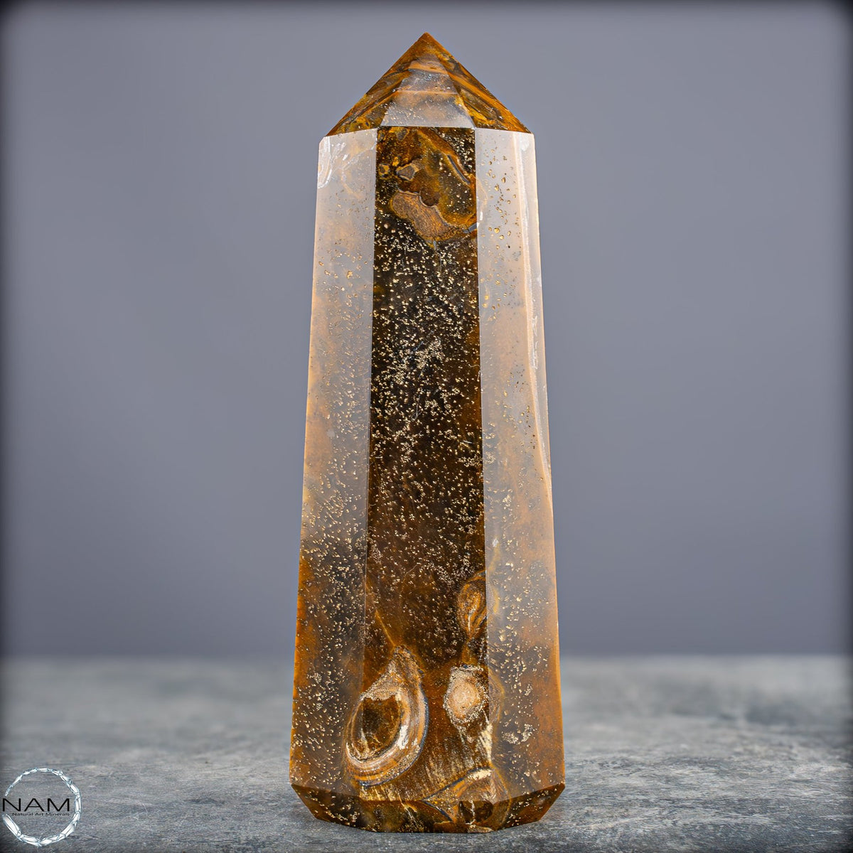 Natürlicher Tigerauge-Obelisk - 912,17g