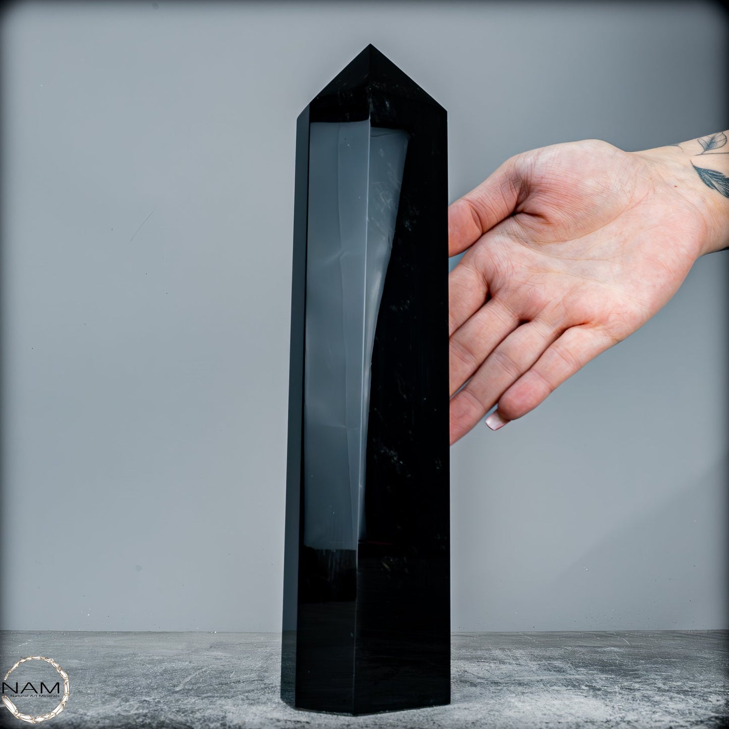 Natürliche Schwarze Obsidian Kristall-Obelisk - 1189,31g