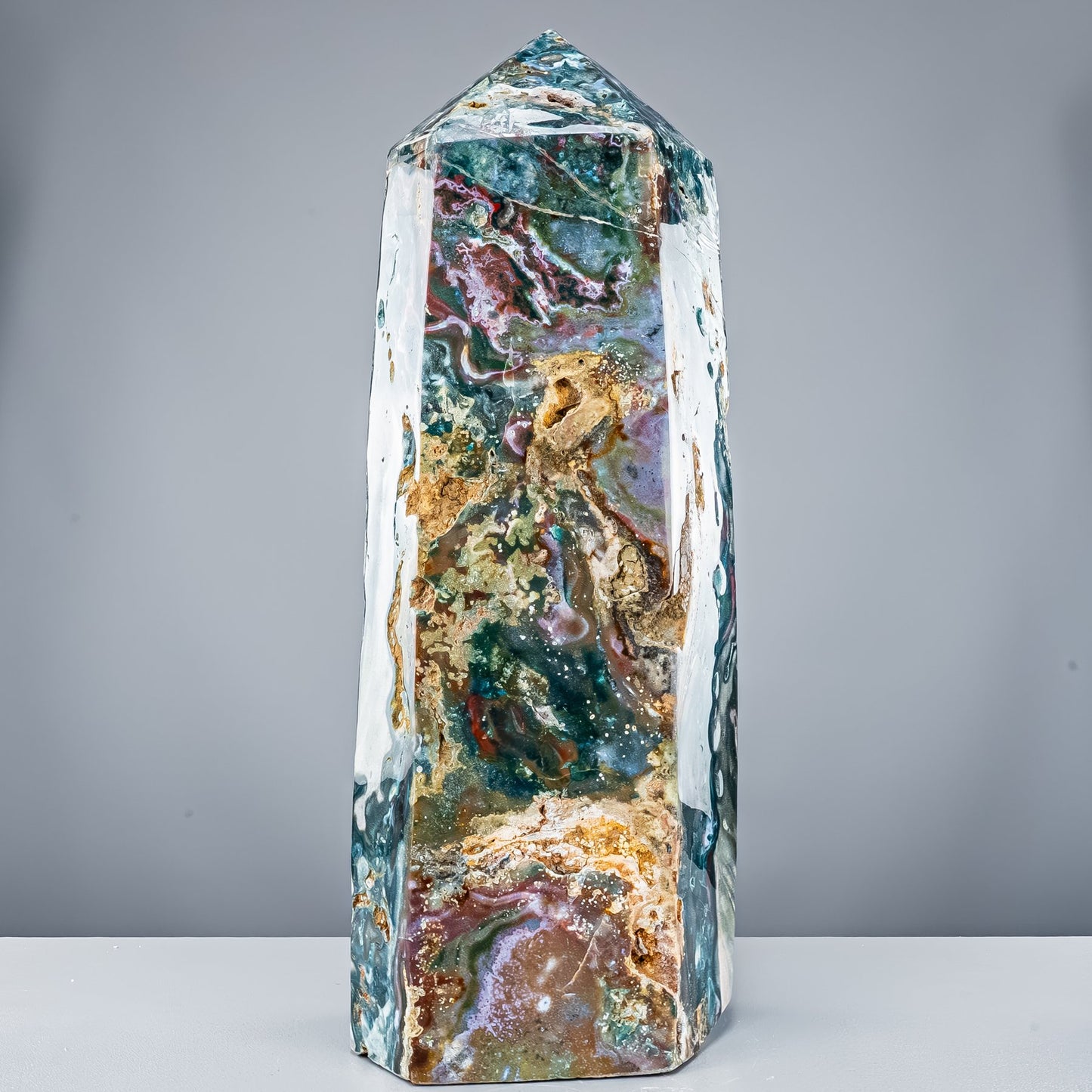 Natürlicher Jaspis-Achat Kristall-Obelisk - 29801,11g