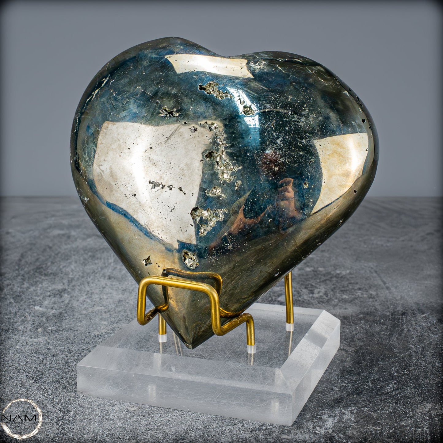 Natürliches Pyrit, Quarz und Galena Kristall Herz/Druse - 1397,97g