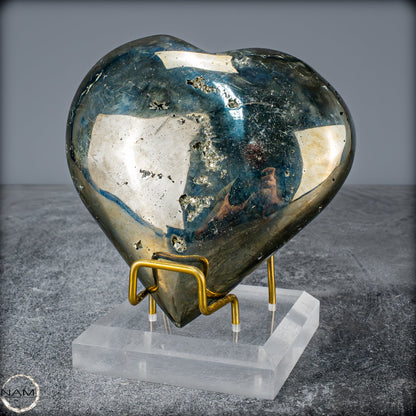 Natürliches Pyrit, Quarz und Galena Kristall Herz/Druse - 1397,97g