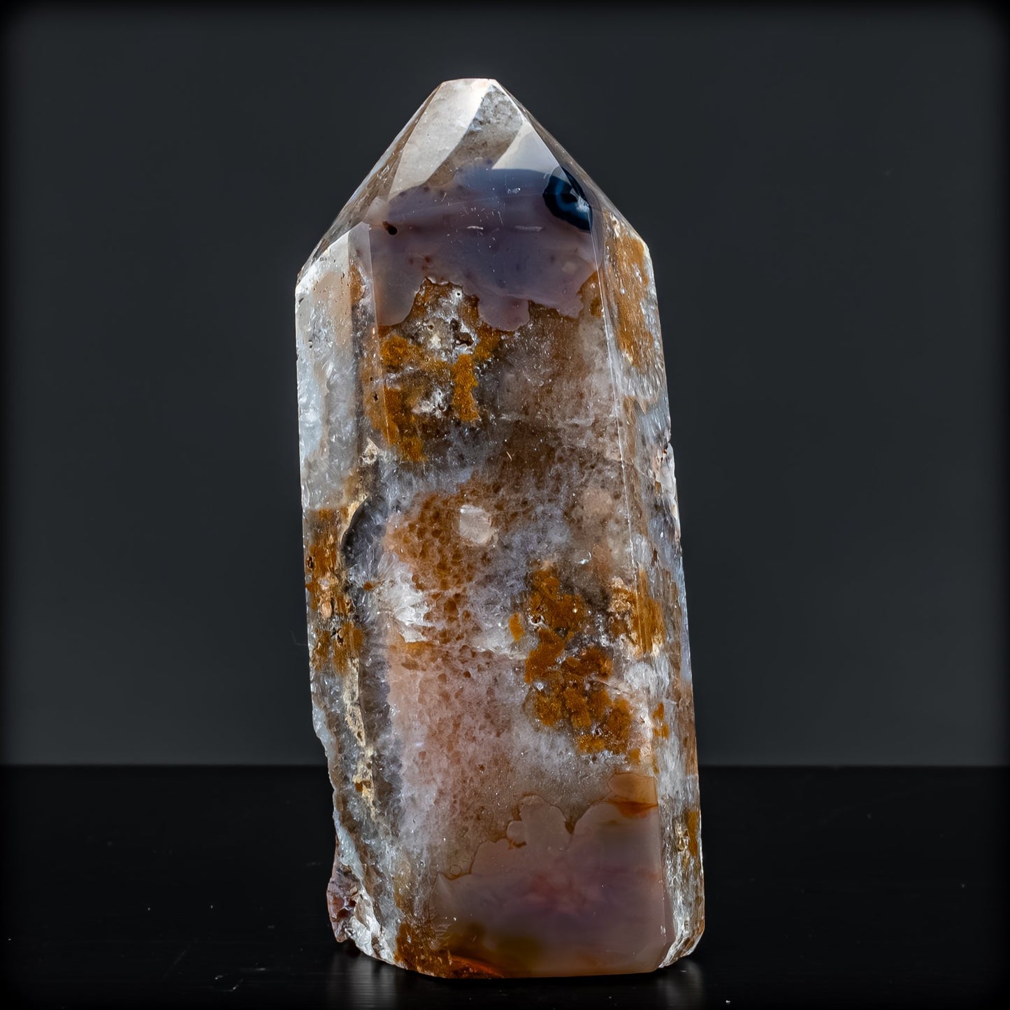 Natürlicher Achat-Kristall Obelisk mit Druse - 828,28g