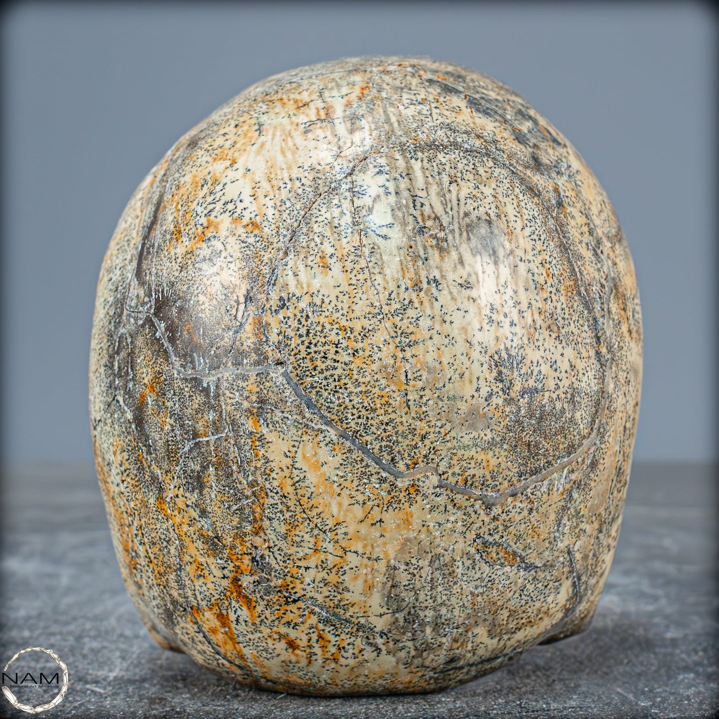 Schädel aus hochwertigem dendritischem Achat -997,18g