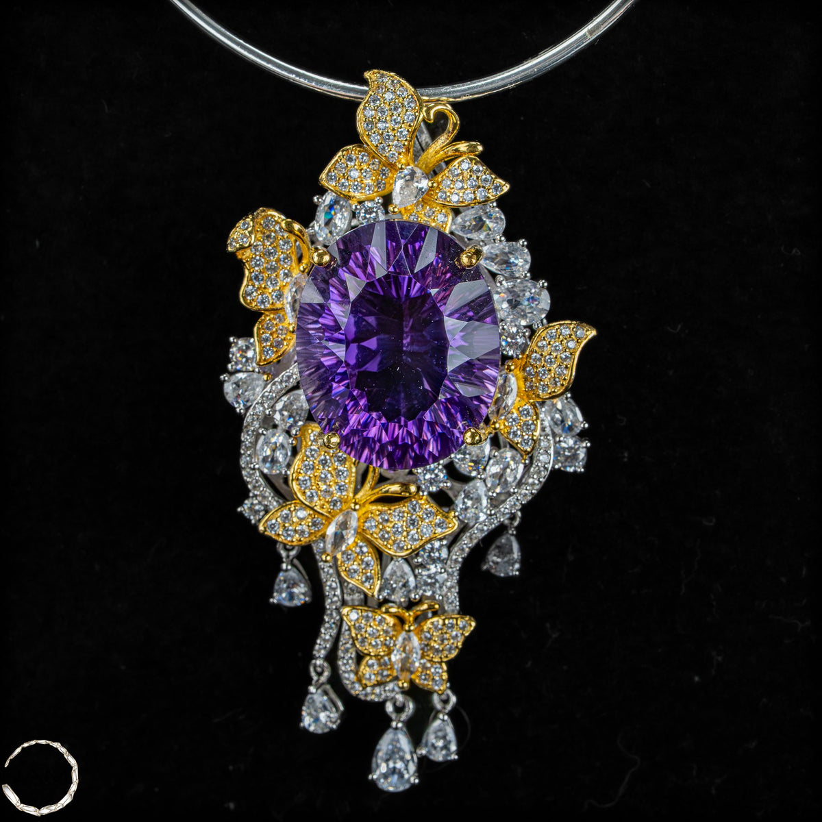 Prunkvoller Amethyst-Anhänger – vergoldetes Silber  20,68g 103,4ct