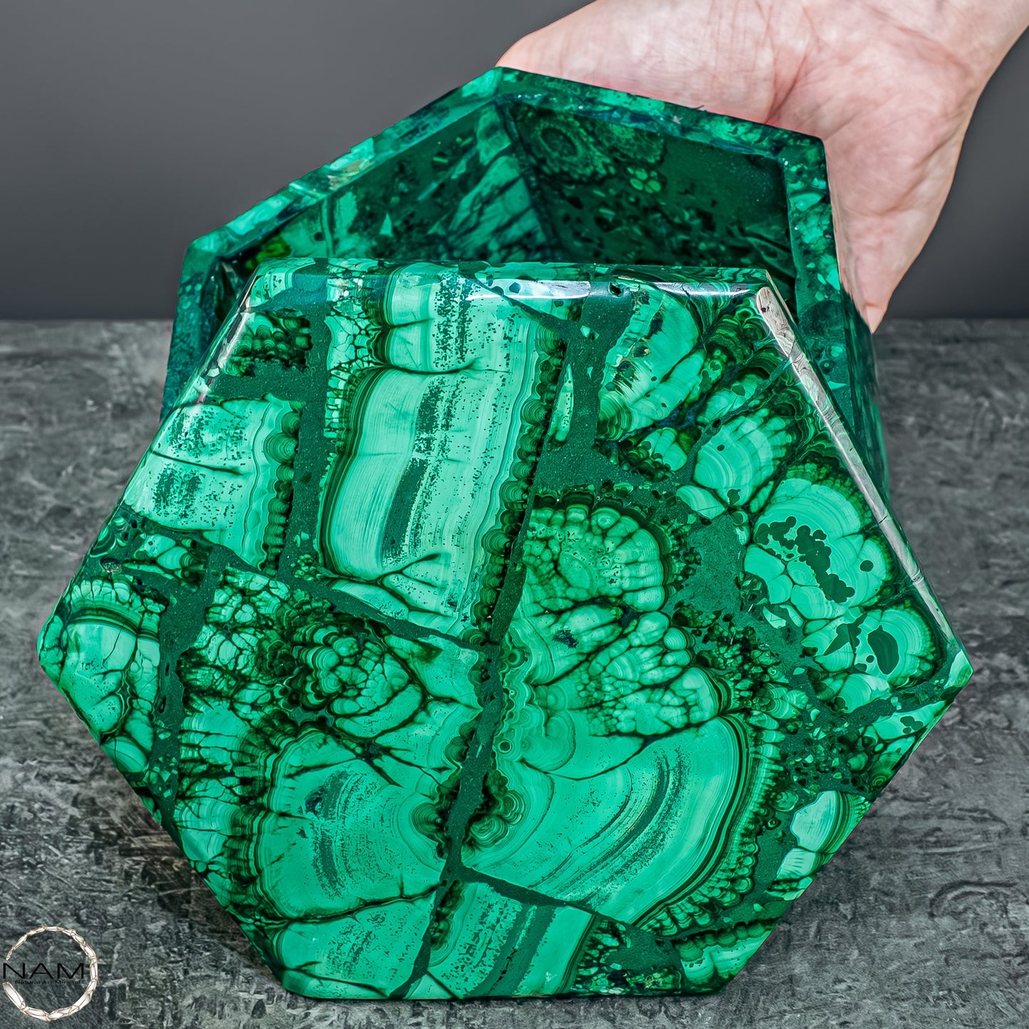 Einzigartige Malachit & Chrysocolla Schmuckkästchen - 1141,56g
