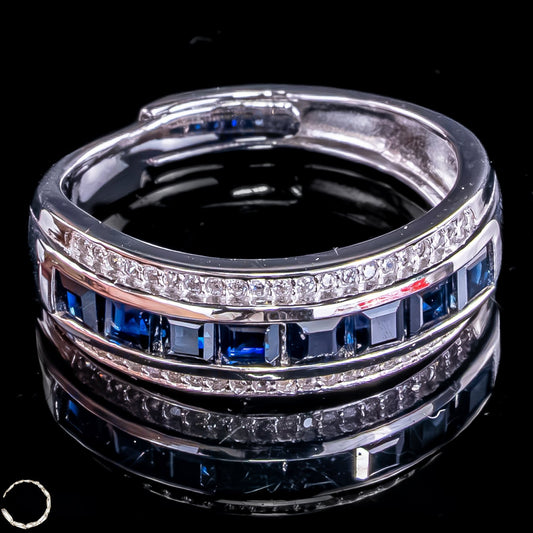 Strahlende Eleganz – Exklusiver Saphir-Ring aus 925er Silber -4,10g 20,5 ct