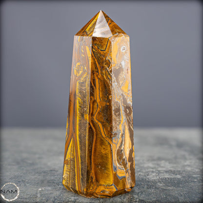 Natürlicher Tigerauge-Obelisk - 889,08g