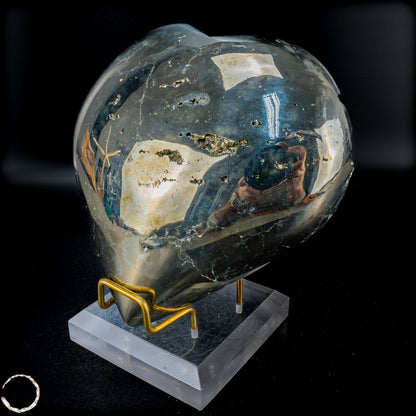 Natürliches Pyrit, Quarz und Galena Kristall Herz/Druse - 2555,65 g