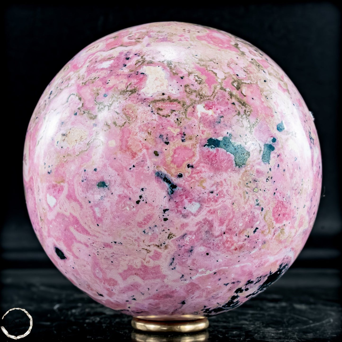 Natürliche Rhodonit-Kristall Kugel mit Pyrit aus Peru- 2014,36g