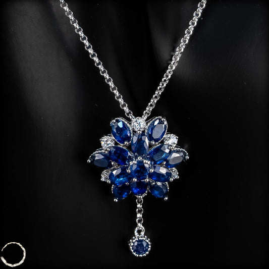 Königliches Blau – Elegante Saphir-Kette aus 925er Silber -6,24g  - 31,2ct