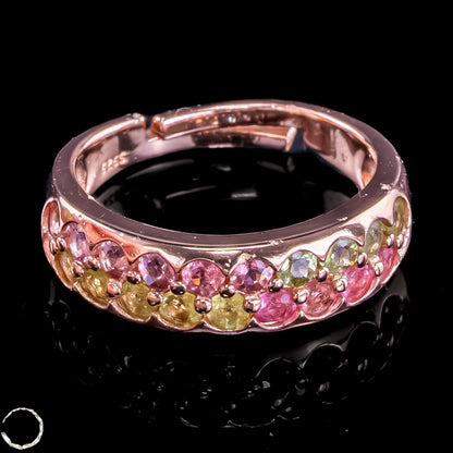 Exklusives Regenbogen-Turmalin Ring in Rosévergoldung  –4,08g 20,4ct
