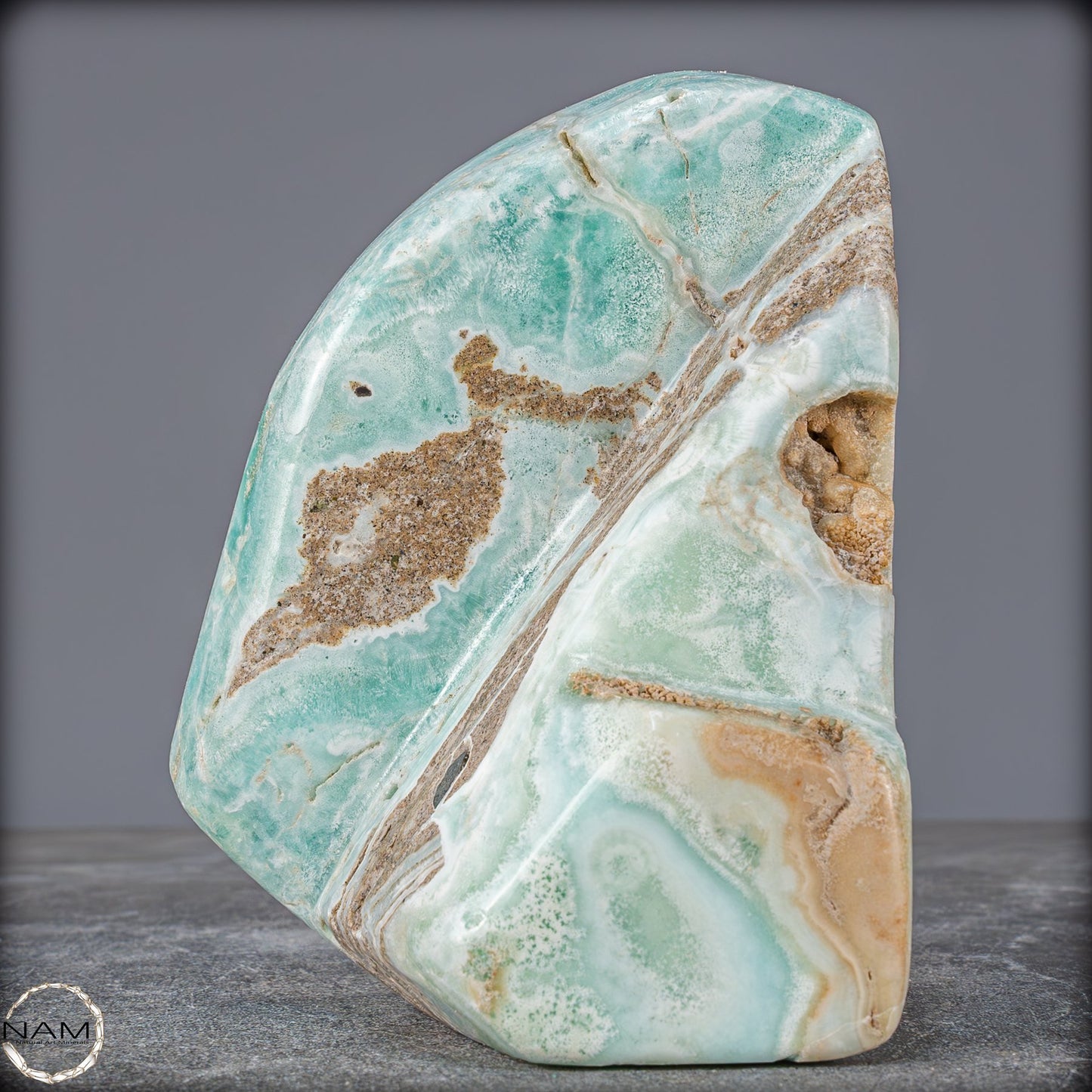 Natürlicher Blau-Grüne Aragonit Kristall-Freiform - 890,17g