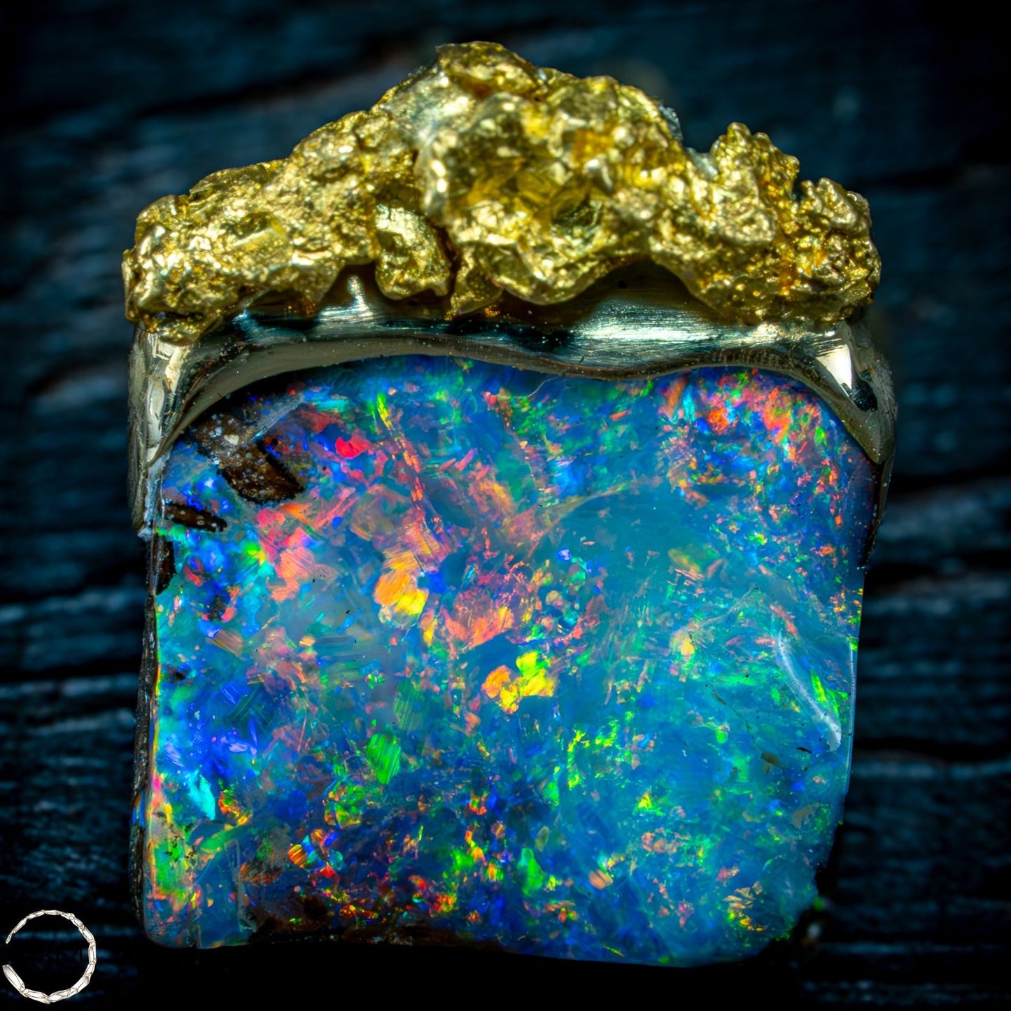 Natural Boulder Opal, Natürliches Goldnugget, 18K Gold Nugget - 3,968g