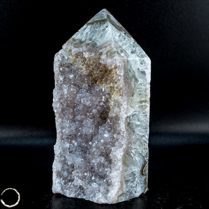 Natürlicher Achat-Kristall Obelisk mit Druse - 531,22g