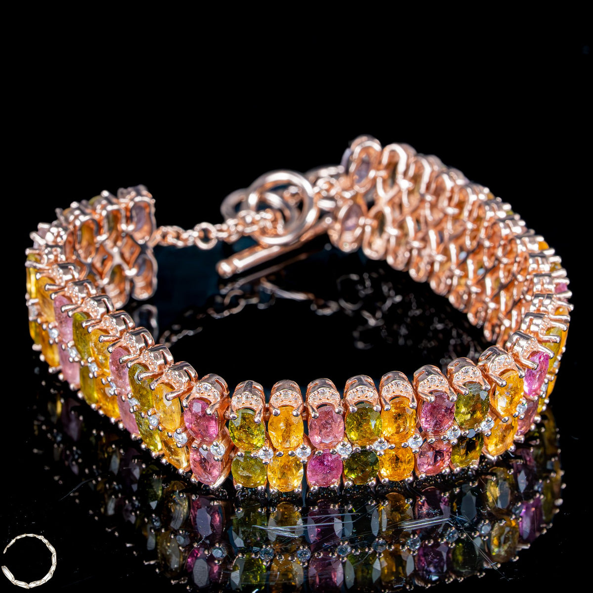 Exklusives Turmalin-Armkettchen – 925er Silber, rosé vergoldet - 32,39g 161,95ct