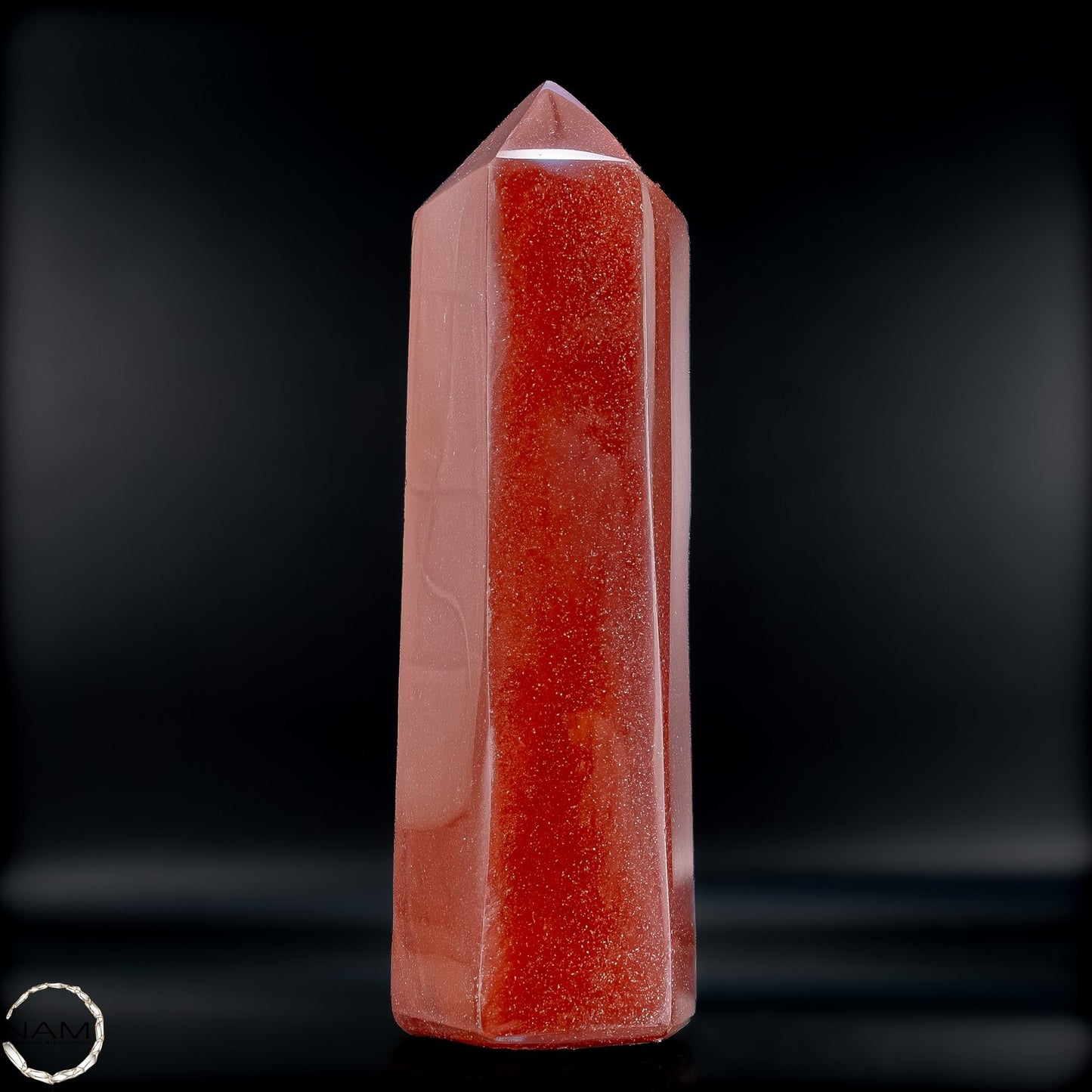 Ozean-Jaspis Obelisk – polierter Naturstein in kräftigem Rot - 1288,52g