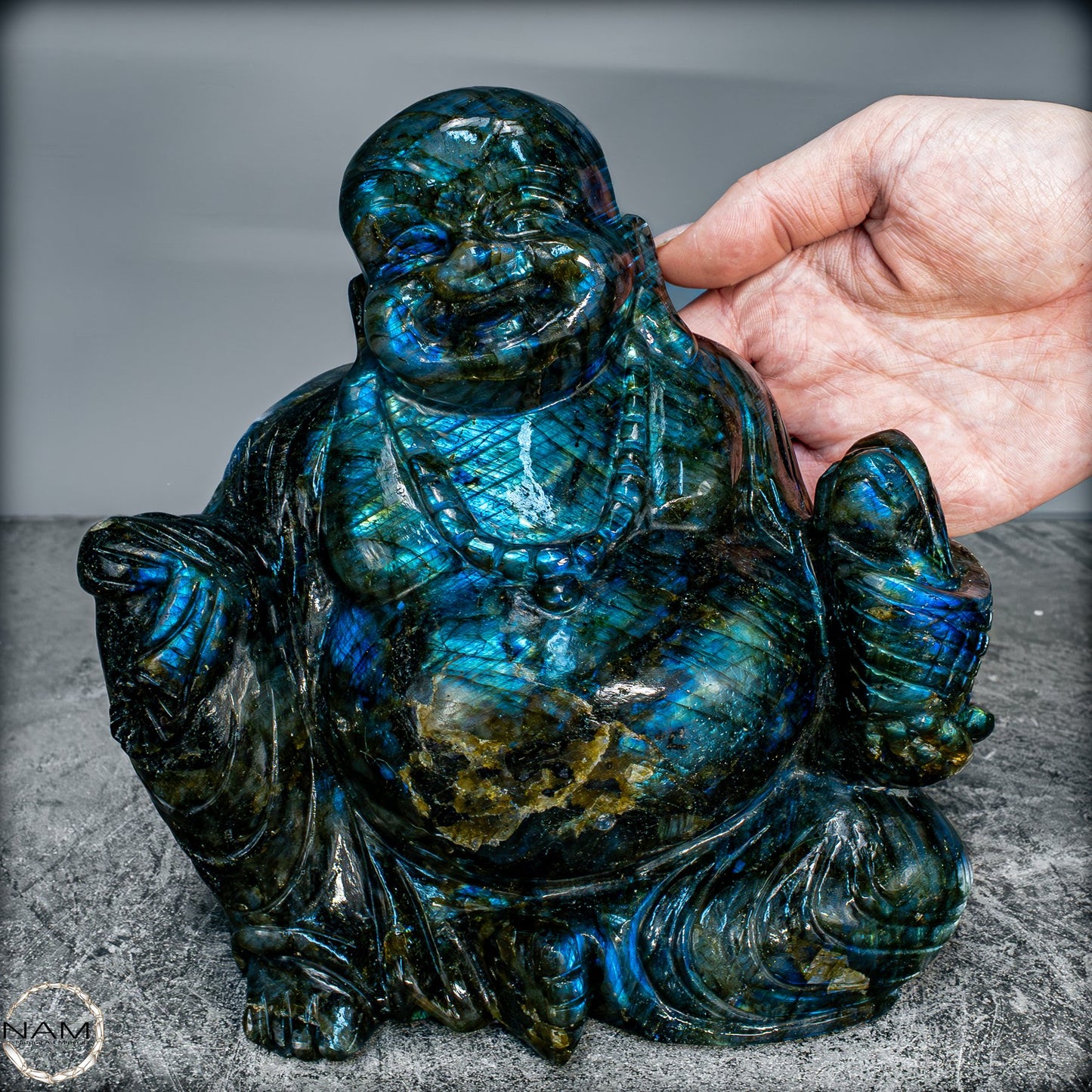 Natürlicher Labradorit Buddha von Höster Qualität - 3656,27g