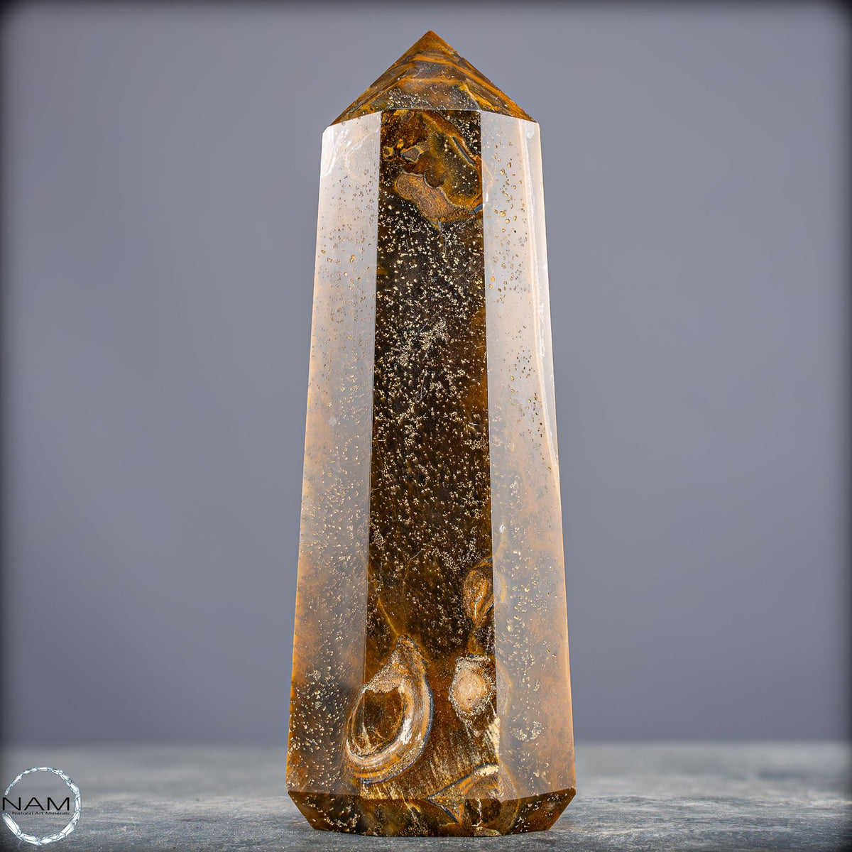 Natürlicher Tigerauge-Obelisk - 912,17g