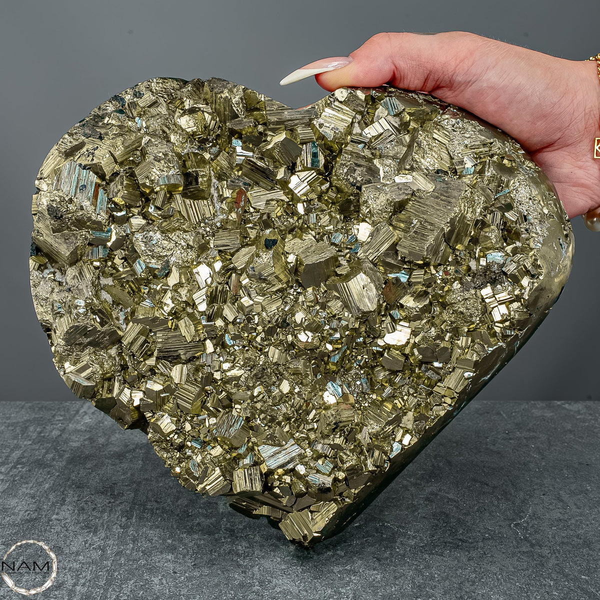 Natürliches Pyrit, Quarz und Galena Kristall Herz/Druse - 5039,47g