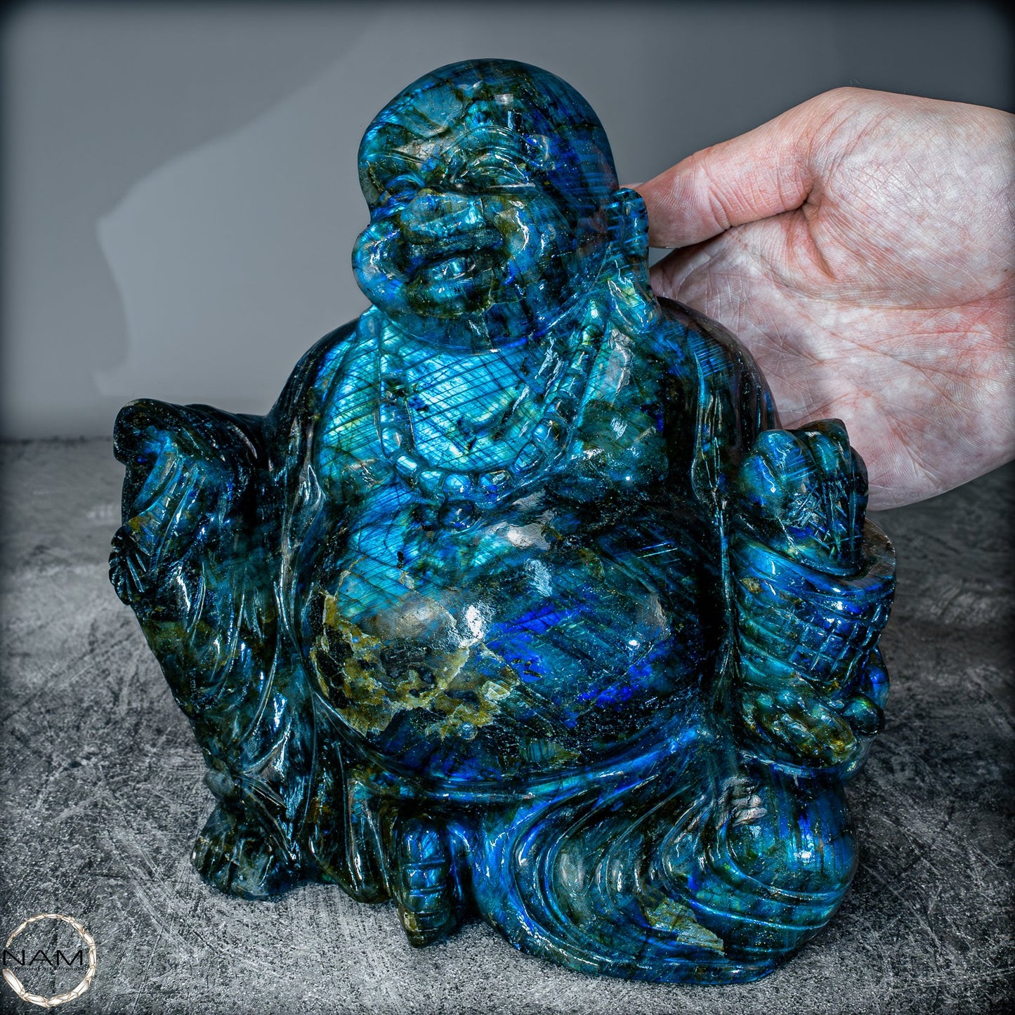 Natürlicher Labradorit Buddha von Höster Qualität - 3656,27g