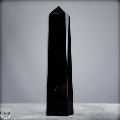 Natürliche Schwarze Obsidian Kristall-Obelisk - 1264,18g