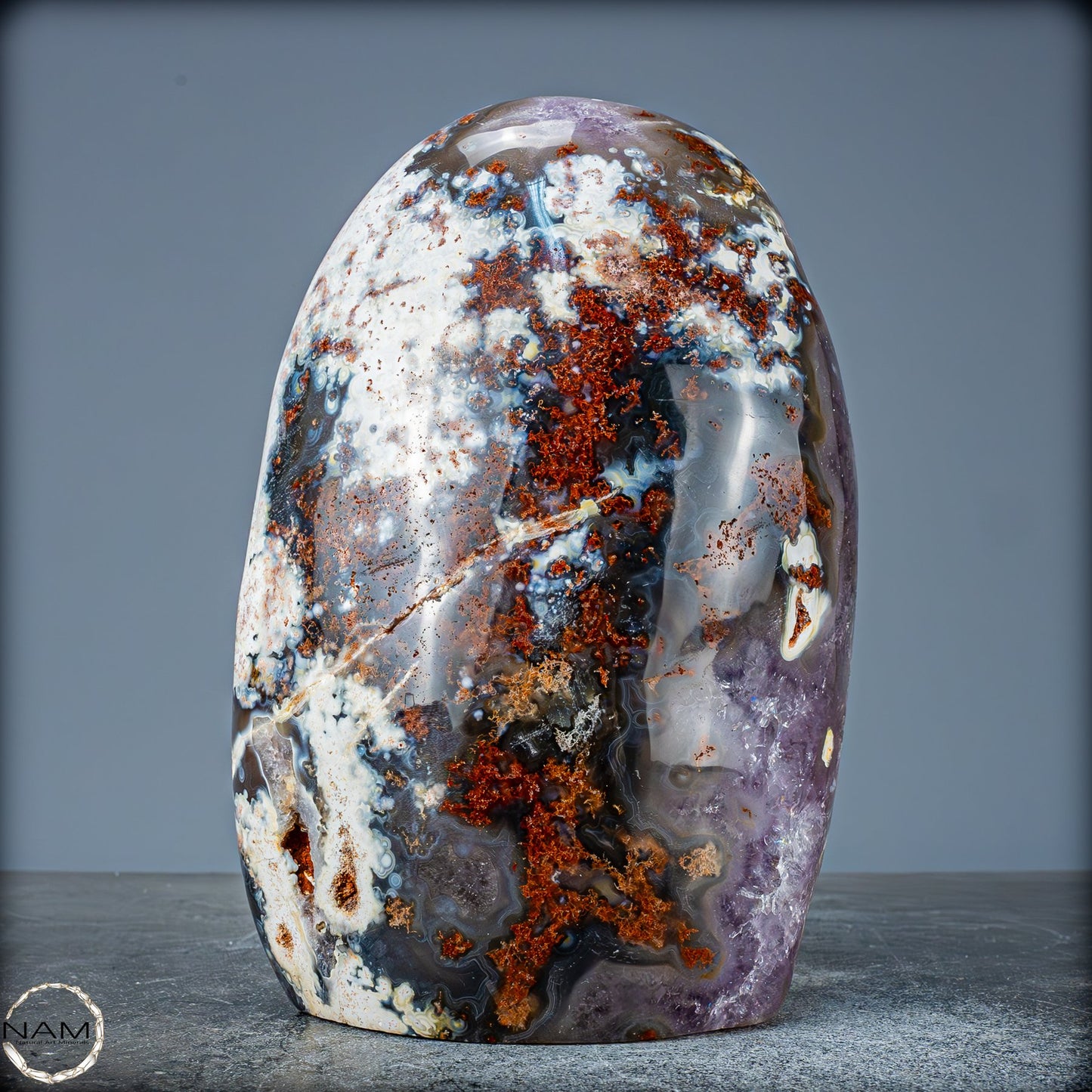 Natürliche Ozean-Jaspis Kristall-Freiform mit Amethyst - 2648,44g