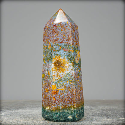 Natürlicher Ocean Jasper Kristall-Obelisk - 518,17g