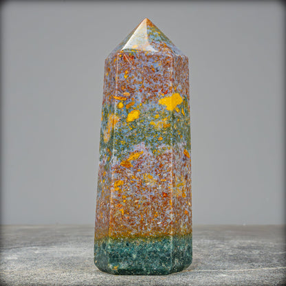 Natürlicher Ocean Jasper Kristall-Obelisk - 518,17g