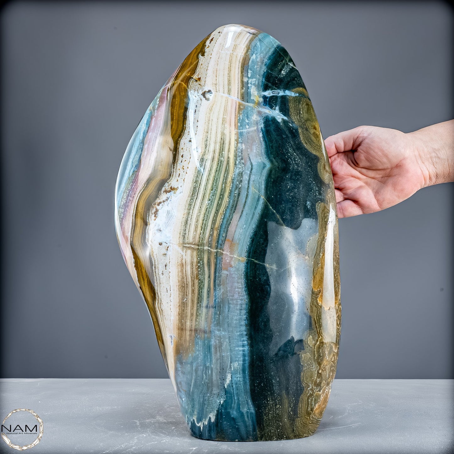 Farben des Ozeans – Ozean-Jaspis in spektakulärer Freiform-15306,31g