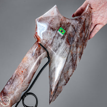 Handgefertigte Feuerquarz Axt mit kunstvollem Ständer -4695,39g