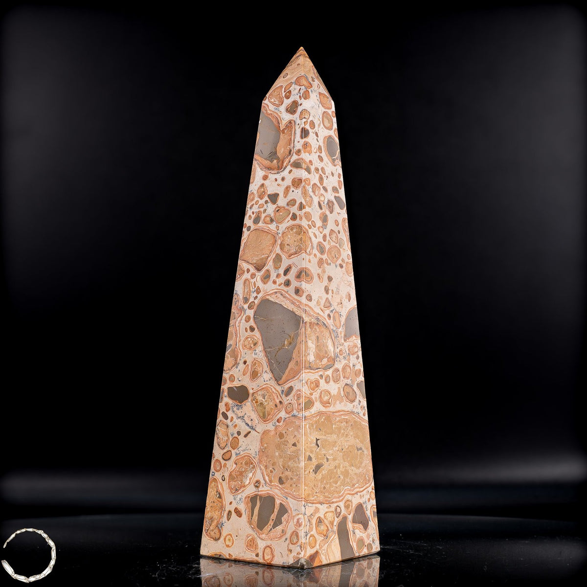 Natürlicher Leoparden-Jaspis Obelisk -1000,52g