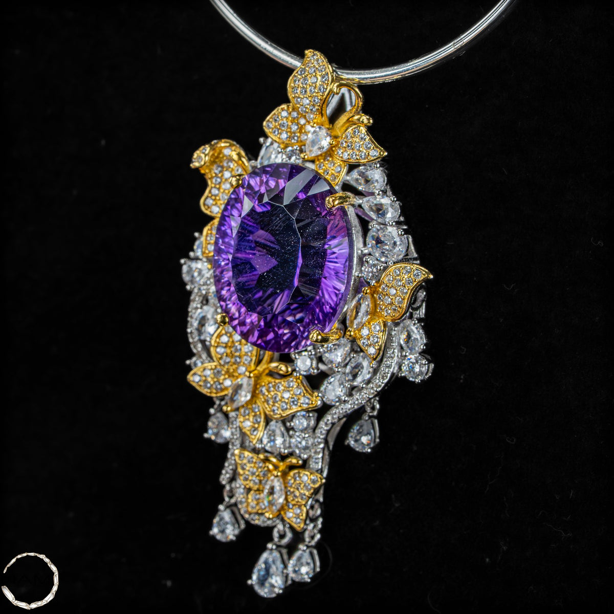 Prunkvoller Amethyst-Anhänger – vergoldetes Silber  20,68g 103,4ct