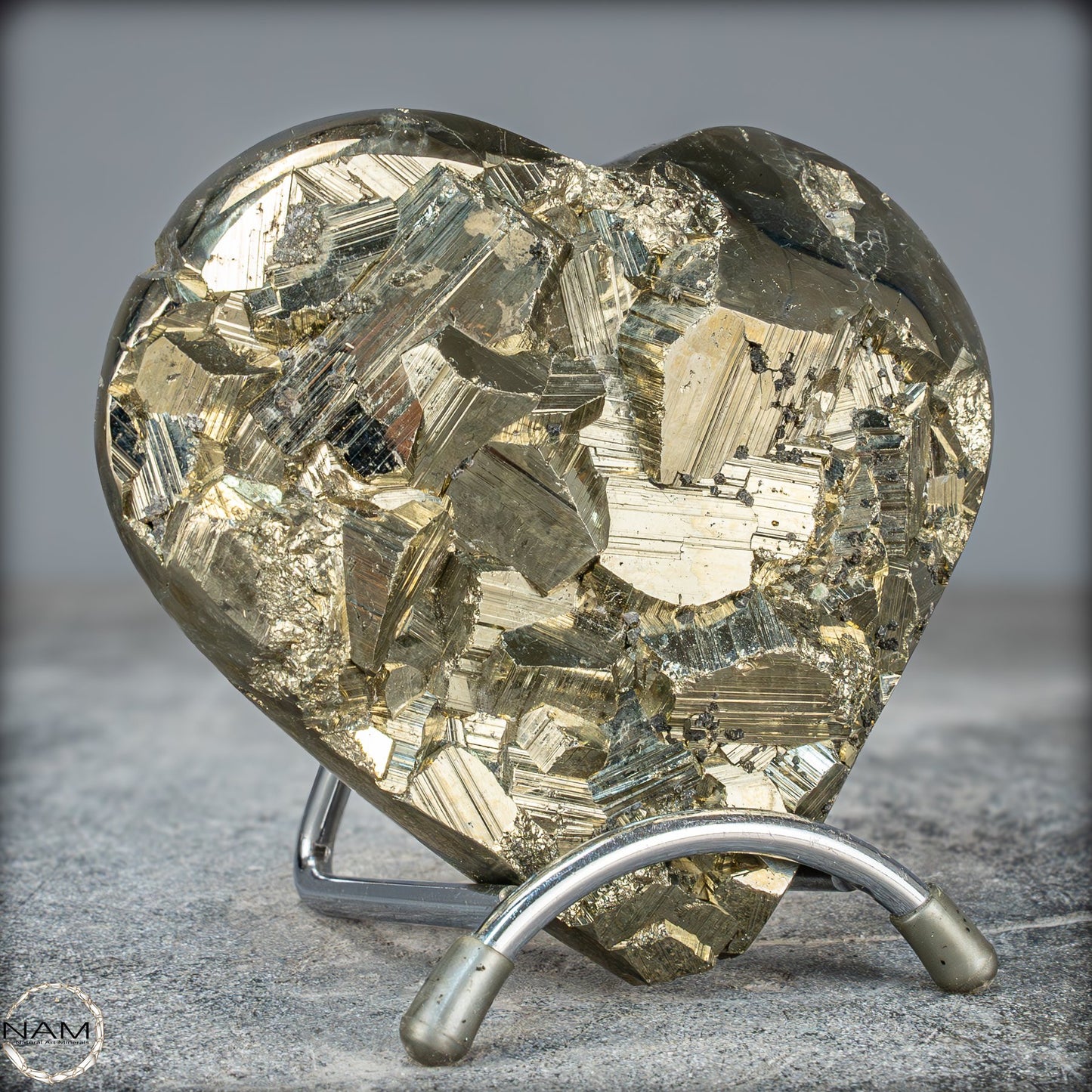 Natürliches Pyrit, Quarz und Galena Kristall Herz/Druse - 1044,28g