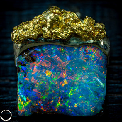 Natural Boulder Opal, Natürliches Goldnugget, 18K Gold Nugget - 3,968g