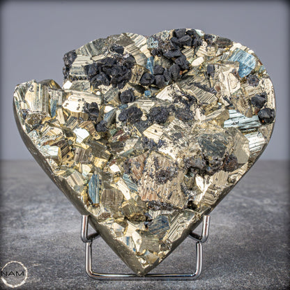Natürliches Pyrit, Quarz und Galena Kristall Herz/Druse - 1458,83g