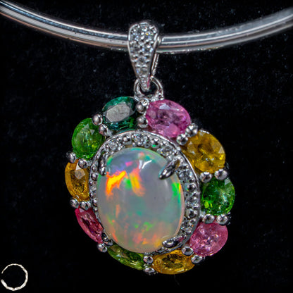 Welo Opal & Turmalin Anhänger – Farbenpracht in vollendeter Harmonie 3,47g 17,35ct