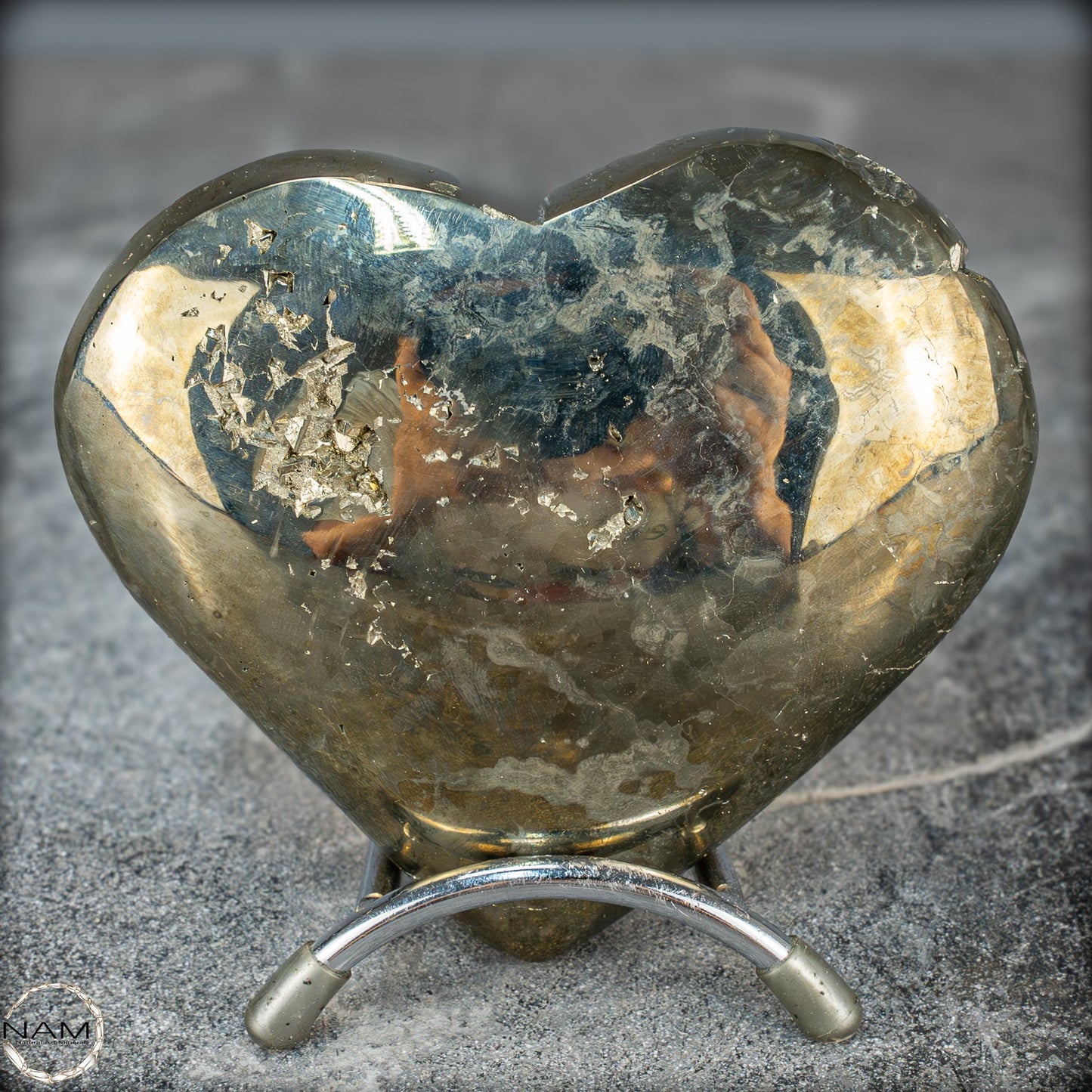 Natürliches Pyrit, Quarz und Galena Kristall Herz/Druse - 1044,28g
