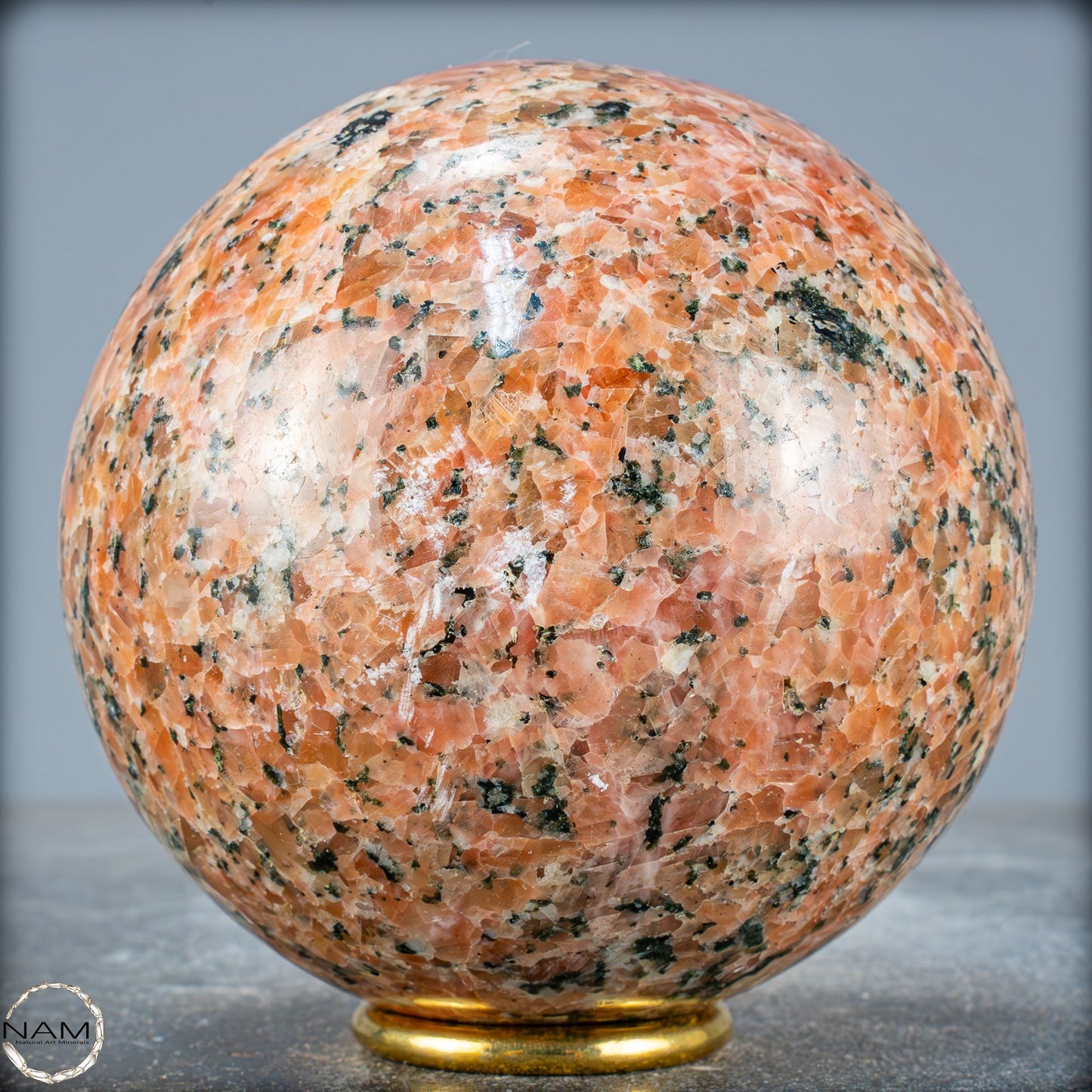 Natürliche Orangencalcit mit Grünem Tourmalin Kristall-Kugel - 1757,27g