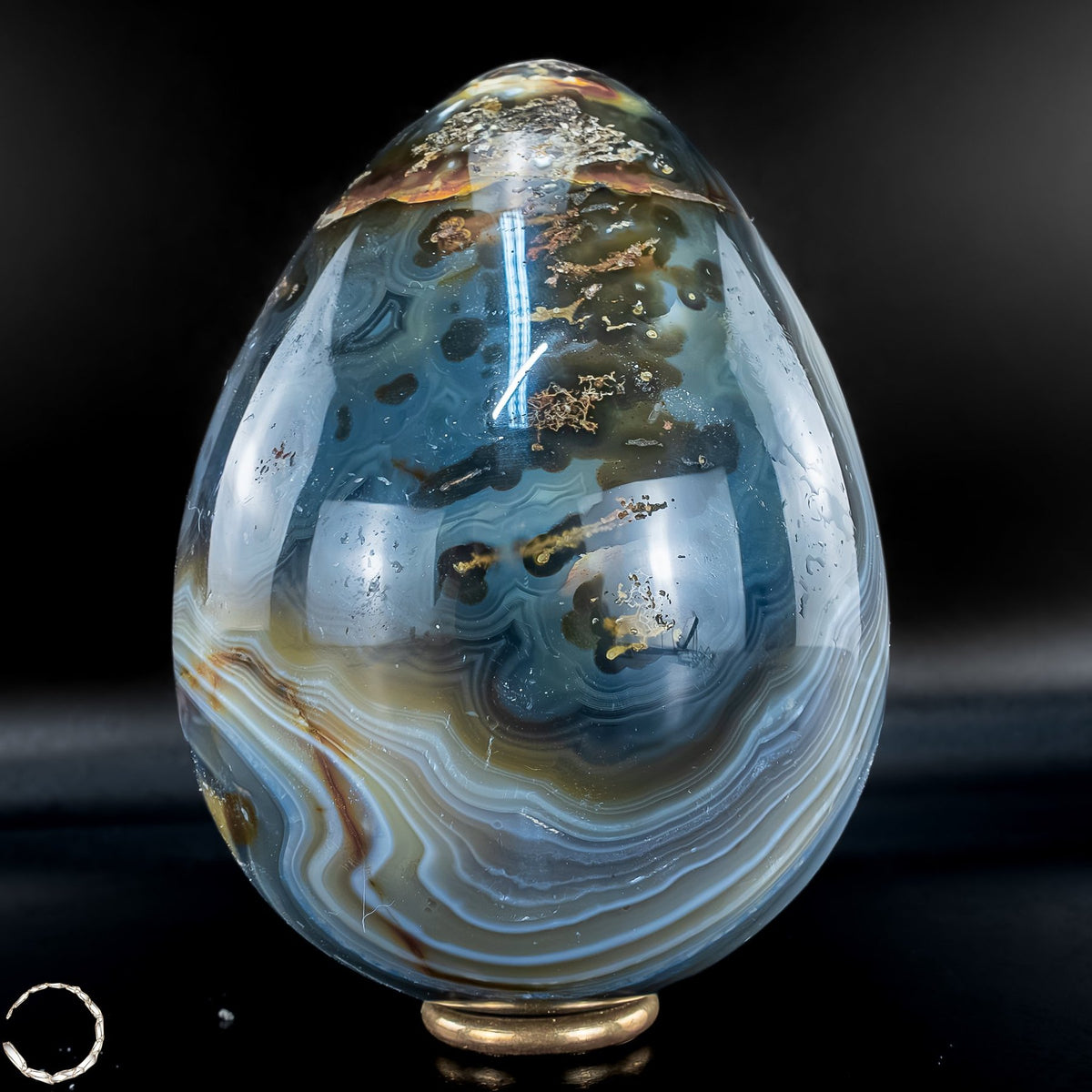Gebändertes Orca-Achat-Ei – Ein faszinierendes Naturkunstwerk - 1011,49g