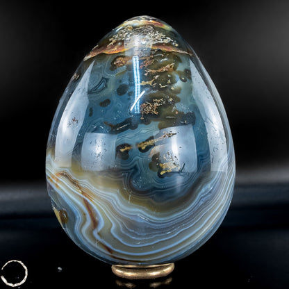 Gebändertes Orca-Achat-Ei – Ein faszinierendes Naturkunstwerk - 1011,49g