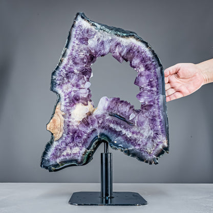 Amethyst-Calcit Scheibe auf Ständer - 11986,75g