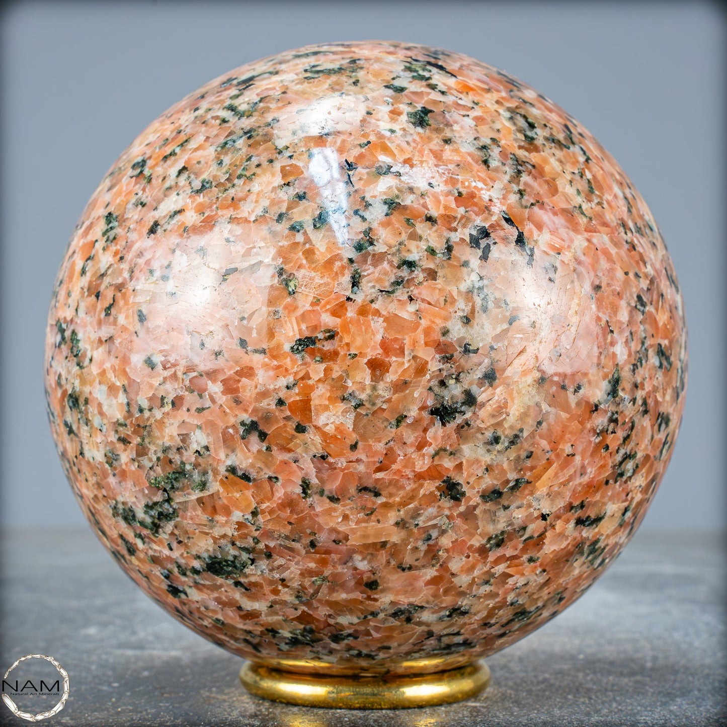 Natürliche Orangencalcit mit Grünem Tourmalin Kristall-Kugel - 1757,27g