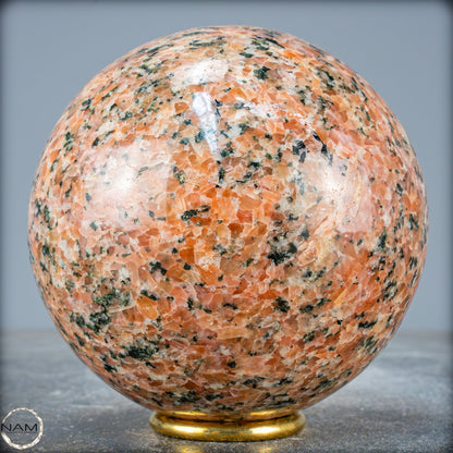 Natürliche Orangencalcit mit Grünem Tourmalin Kristall-Kugel - 1757,27g