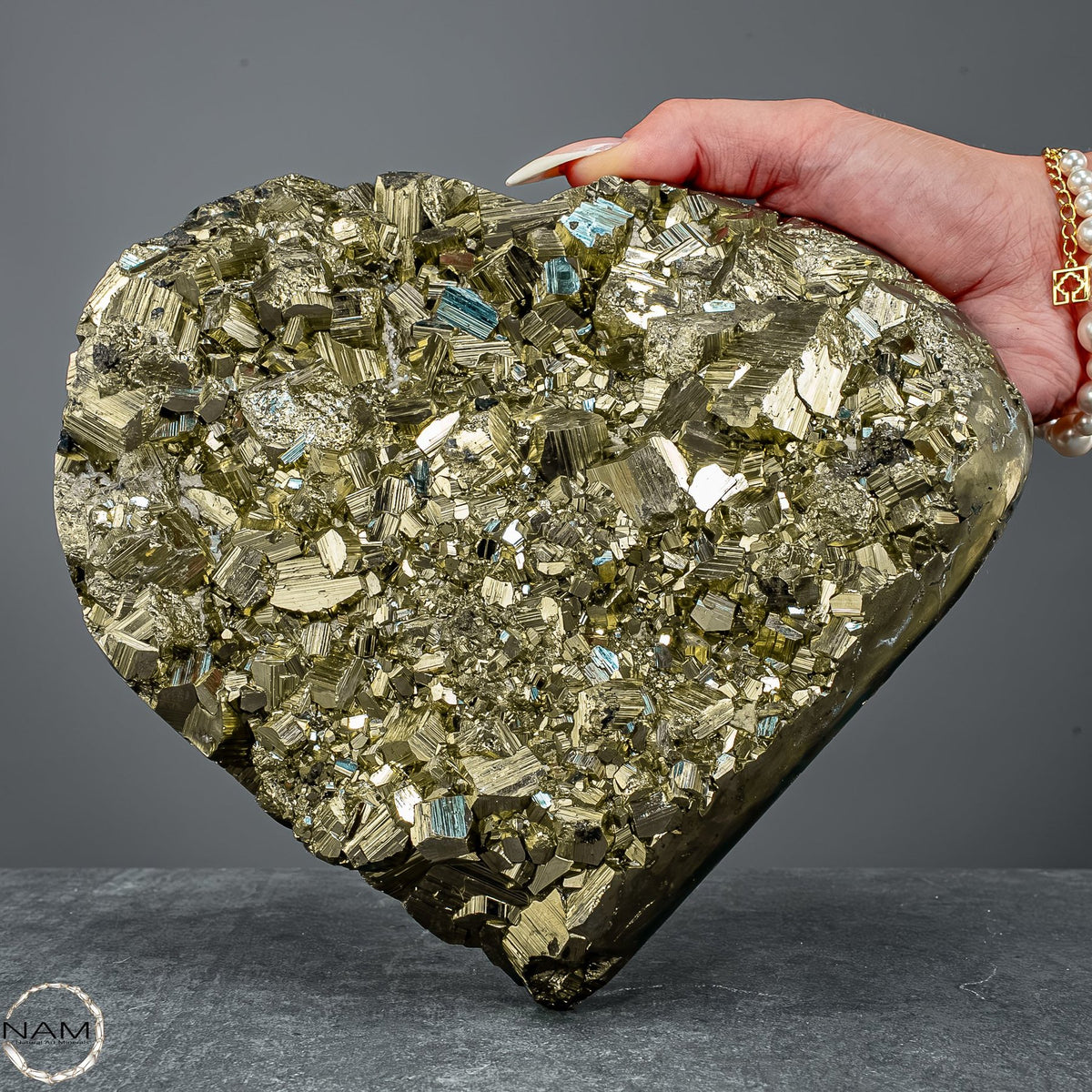 Natürliches Pyrit, Quarz und Galena Kristall Herz/Druse - 5039,47g