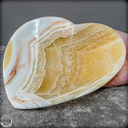 Wunderschöne Calcit-Herzschale aus Mexiko- 347,74g